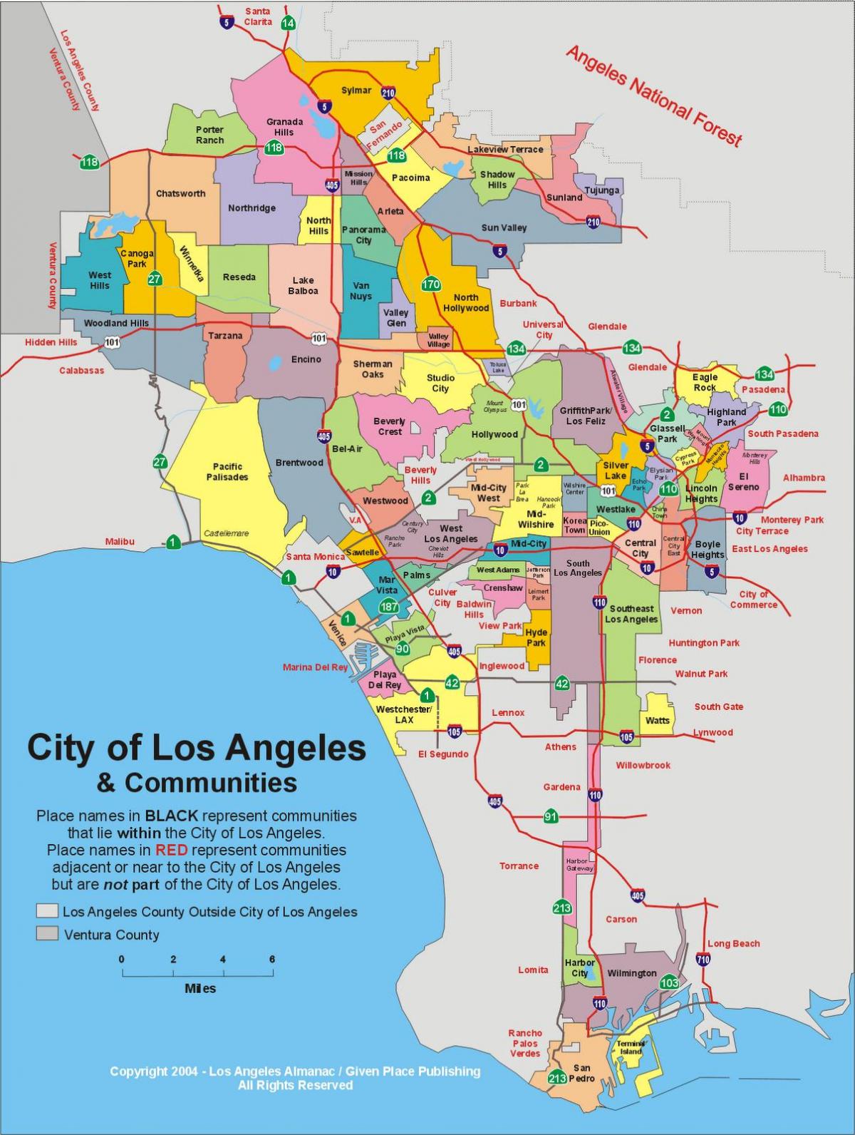 карта районов Лос-Анджелеса