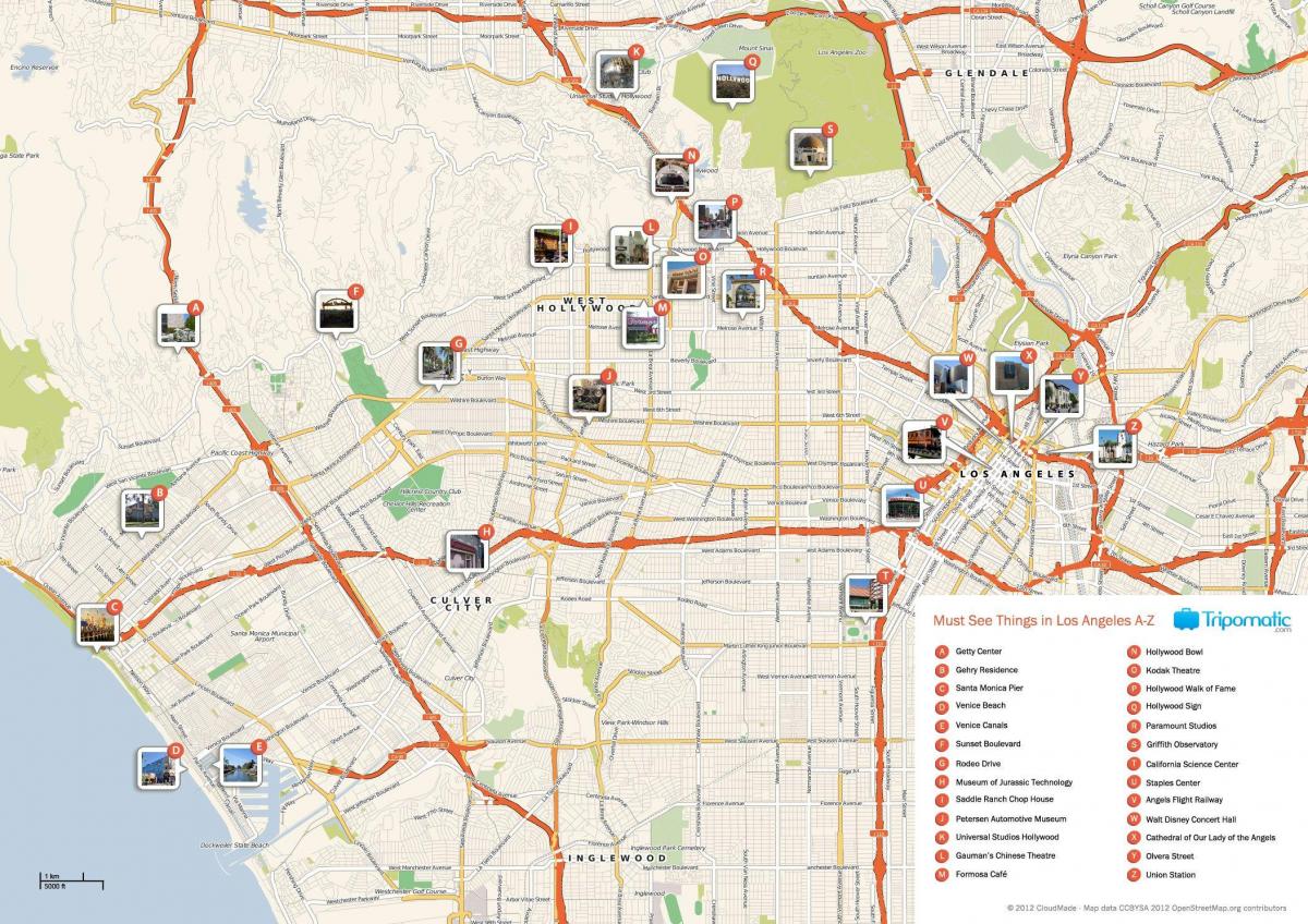 карта достопримечательностей Лос-Анджелеса