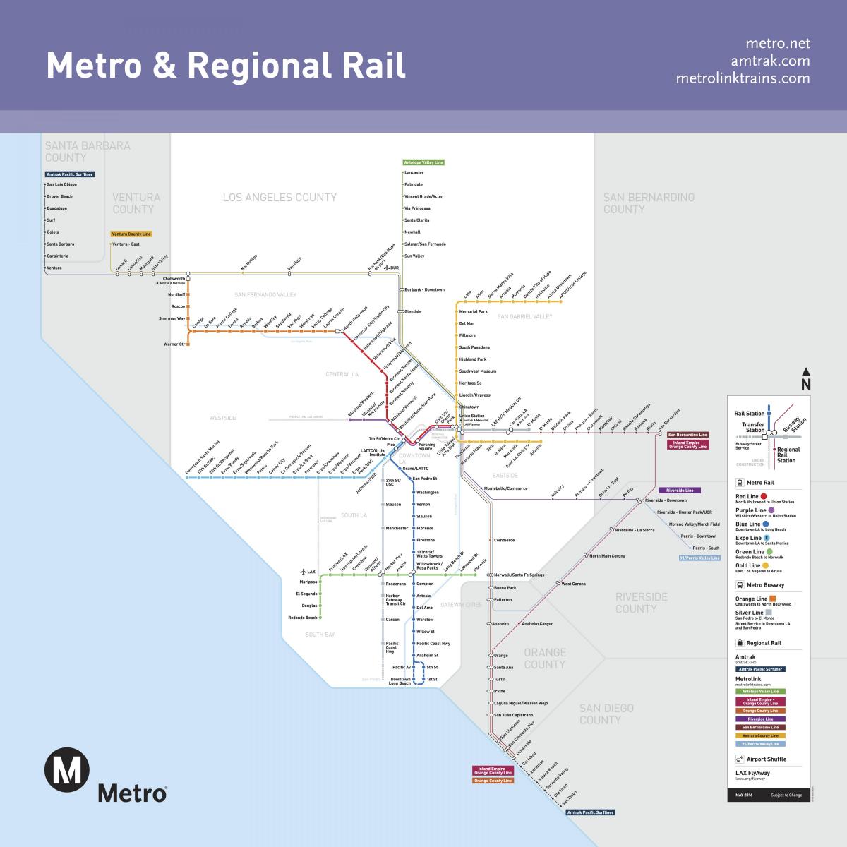 карта железнодорожных станций Лос-Анджелеса